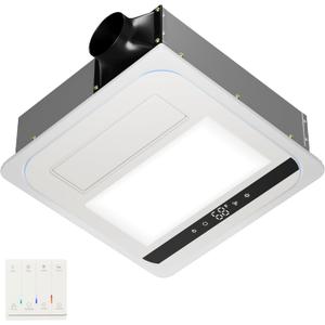 4-in-1 Bathroom Exhaust Fan with 1800W Heater, CCT LED Light & Remote Control, 150 CFM Quiet Ceiling Fan for Heating, Lighting, Ventilation & Blowing (White)
