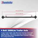 Trailer Axle 2000 lbs Axle Beam 4 Lug Trailer Axle 56.5 inch Hub Face 46.5 inch Spring Center