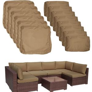 ClawsCover 14Pack Outdoor Patio Seat and Back Cushions Replacement Covers Fit for 7Pieces 6-Seater Wicker Rattan Sectional Couch Chair Furniture Set,Taupe-Include Cover Only (Small)