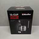 Mueller 12-Cup Drip Coffee Maker - Borosilicate Carafe, Auto-Off, Reusable Filter, Anti-Drip, Keep-Warm Function, Clear Water Level Window Coffee Machine, Kitchen Essentials & Accessories (Black)