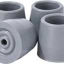 4PCS Rubber Walker Tips 1 '' Heavy Duty Replacement Tips for Walkers, Commodes, Shower Chairs and More (Gray)