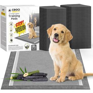 CROCI Charcoal Puppy Pads 23"x24" Standard Size, Odor-Control Carbon Dog Training Pads Absorbs Up to 4 Cups of Liquid, 6-Layer Leak-Proof & Quick Dry Pee Pads for Dogs, Disposable (100 Counts)