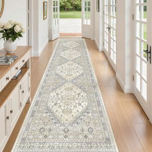 Zesthome Washable Runner Rug 2.5x10 - Stain Resistant Entryway Rug,Ultra-Thin Kitchen Rugs, Anti Slip Backing Runner Rugs for Entrance Laundry Room Indoor Hallway (Beige,2.5'x10')
