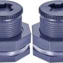 JoyTube 1.25 Female PVC Bulkhead Fitting with Plug Silicon Seal Gasket Water Tank Connector for 2.5 Inch Hole Saw Rain Barrels, Aquariums Pack of 2