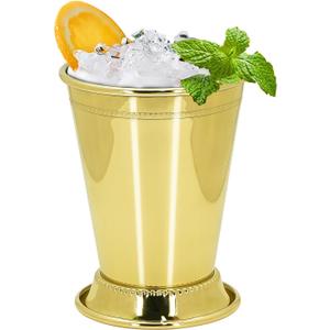 1Pc Mint Julep Cups, Stainless Steel Cups for Cocktail, 12 oz Vintage Metal Drinking Glasses for Derby Party Supplies, Home, Restaurant, Outdoors, Camping (1, Gold)