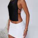 Women Y2k Polka Dots Halter Tank Tops Cute High Mock Neck Backless Cami Sexy Open Back Camisole Going Out Tops (Black)