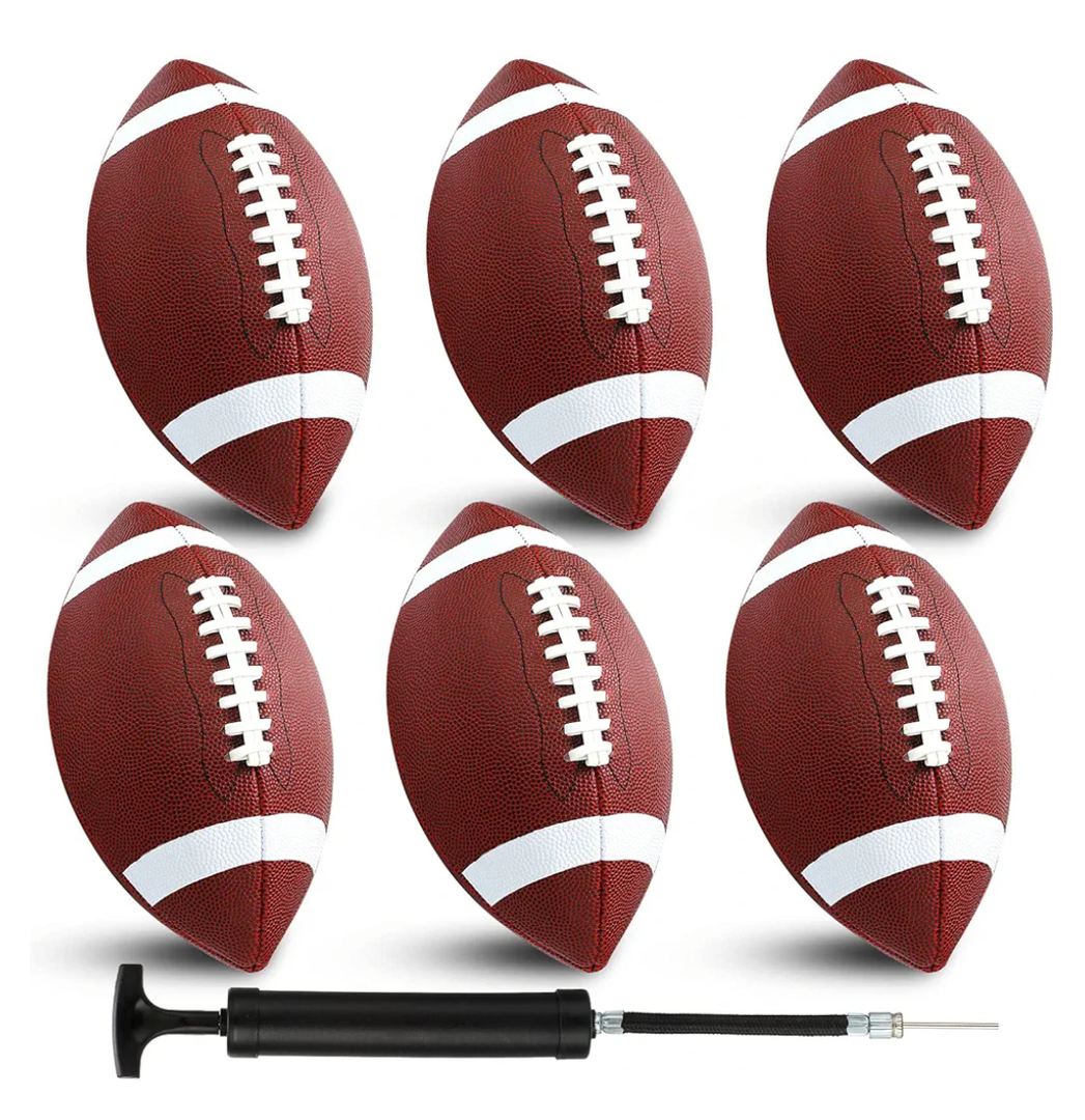 Jerify Composite Leather Footballs Official Size Composite Leather Balls Leather Inflatable Footballs with Pump Indoor Outdoor Footballs Bulk for Training and Recreational Play