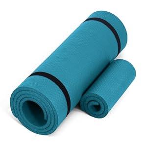 CAP Barbell High Density Exercise Yoga Mat with strap and Knee Pad 71"x24"x1/2" - TEAL