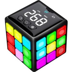 Rechargeable Handheld Cube with Games - 15 Fun Brain & Memory Games with Score Screen for Kids Teens - Christmas Easter Birthday Gifts for Boys Girls Ages 6-12+ Years Old (Black)