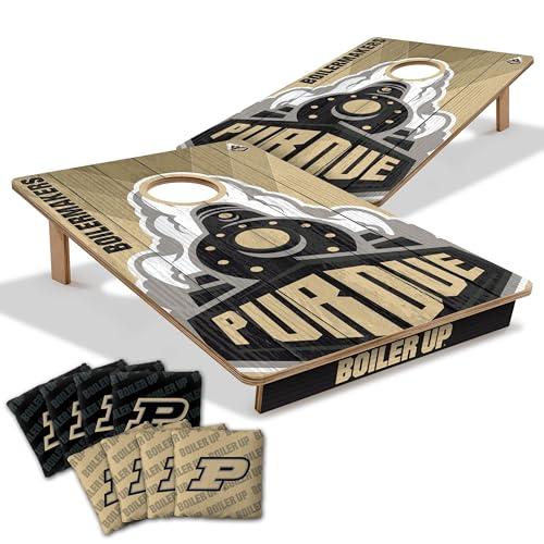 YouTheFan NCAA Purdue Boilermakers 2’ x 3’ Wood Cornhole Game with Logo Bags