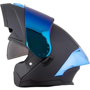 Motorcycle Helmets Modular Full Face Helmet Flip up Dual Visor Helmet for Men and Women, DOT Approved (Large, Blue)