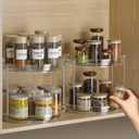 LAMU 2 Pack 2 Tier Lazy Susan Turntable Organizer 9.25'' Rotating Spice Rack Organization for Cabinet, Kitchen, Pantry, Countertop, Bathroom, Vanity, Medicine Cabinet Organizer, Clear