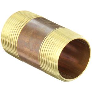 Anderson Metals - 38300-2030 38300 Red Brass Pipe Fitting, Nipple, 1-1/4" x 1-1/4" NPT Male, 3" Length