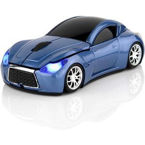 Ai5G Race Car Mouse Wireless Sports Car Shaped Mouse 2.4Ghz Computer Optical Mice with Led Light for Desktop Laptop (Blue)