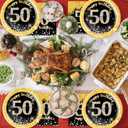 2 x 40Pcs 50th Birthday Decorations Black and Gold Paper Plates and Napkins Party Supplies as 50 Year Old Gifts for Women Men Black and Gold 1975 Birthday Decorations