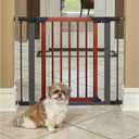 MidWest Homes for Pets 29-Inch Tall Pet Gate with Textured Graphite Frame and Decorative Wood Door, Expands to 38 Inches Wide, Includes 3-inch Extensions