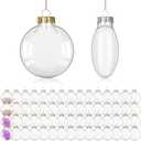 Patelai 60 Pcs Plastic Flat Disc Ornaments for Crafts 3.15" DIY Fillable Hanging Ornament Christmas Tree Ball for DIY Crafts Holiday Xmas Tree Home Decor (Sliver and Gold,Oblate Spheroid)