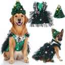 Dog Christmas Costume Cat Christmas Tree Outfit with Hat Dog Xmas Tulle Dress Cute Puppy Cosplay Party Clothes for Xmas Pets Dress Up Uniform New Year Holiday Cosplay Party(XL)