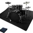 Drum Rug, Drum Mat with Non-Slip Grip Bottom(4x5.3Ft), Drum Carpet for Noise Reduction, Drum Pad for Jazz Drum & Electric Drum Set, Ideal Gift for Drummers, Drum Accessories, 47x63in, Black