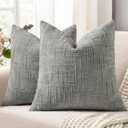 decorUhome Neutral Grey Chenille Throw Pillow Covers 20x20 Set of 2 Textured Soft Cozy Slubby Couch Pillow Covers Modern Farmhouse Boho Decorative Pillow Cases for Bed Sofa Living Room