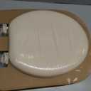 Mayfair Padded Toilet Seat, Cushioned Soft Vinyl over Wood Core Seat, Secure Hinges, Easy Clean, Made in USA, Round, Bone