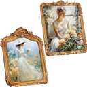 Chunful 2 Pcs Gold Picture Frames Vintage Antique Ornate Resin Photo Frames with Acrylic Front for Wall Hanging and Tabletop Photo Display Home Decor Wedding Favors(8 x 10 Inch,Retro)