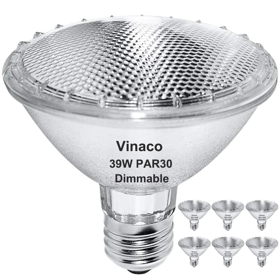 Par30 Short Neck, 6pcs PAR30 39W 120V Halogen Light Bulbs, Dimmable. Premium Quality for Long Lasting Life, E26 Base, 3000K Warm White, par30 Flood Light Great for Accent Lighting, Tracking Lighting
