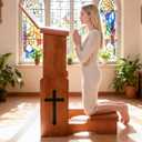 Prayer Kneeler Bench with Book Rest, Adjustable Height Foldable Kneeling Bench with Thick Padding, Portable Prayer Stool for Home, Church and Meditation