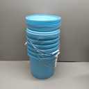 6 Pack 2 Gallon Plastic Bucket with Lid Heavy Duty Pail with Metal Handle Reusable Small Multipurpose Paint Buckets Container for Food Storage(Sky Blue)