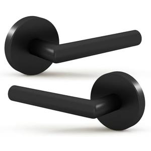 Mega Handles Ronn Dummy Lever & Lock Door Handle Set for Closet or French Doors Single Side, Non-Turning, Reversible Door Levers Fits All Standard Door Sizes, Screws Included - Matte Black (2 Pack)