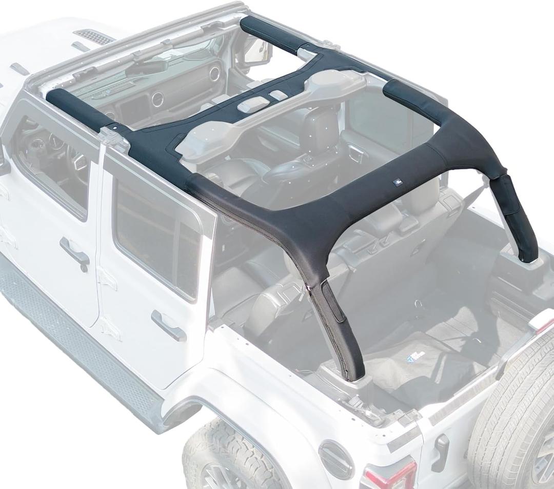JOYTUTUS Roll Bar Cover Padding Compatible with 2018-2023 Wrangler JL Unlimited JLU (Not Fit 2024-2026), Fit Hard Top and No Top, JL 4 Doors Roll Bar Protection, Neoprene