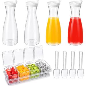 5 Pcs 50oz Mimosa Bar Supplies Plastic Carafe with Lid Juice Containers (EXP 12/09/56)