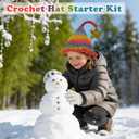 Alvian Elf Hat Crochet Kit for Beginners Rainbow Crochet Beanie Kit Knitting Kit for Beginners Adults Handmade Winter Toque (Red)