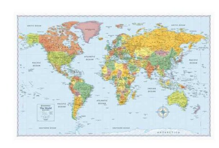 Rand McNally World Wall Map, 32"W x 50"H