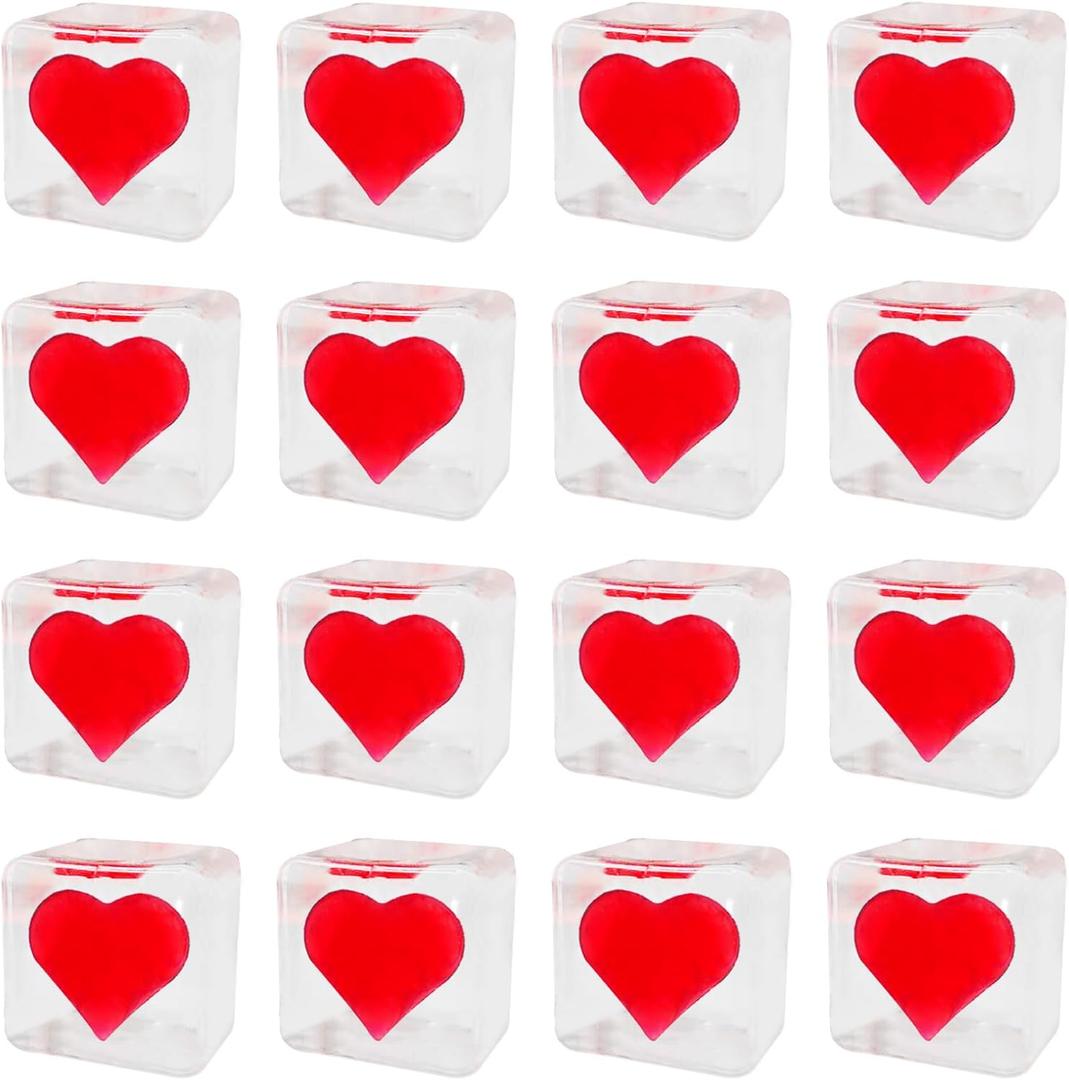 Valentine's Day Mochi Squishy Toys Set, 12 Pack Heart Squishies , Stress Relief Toys with Storage Box, Classroom Exchange Cards Party Favors