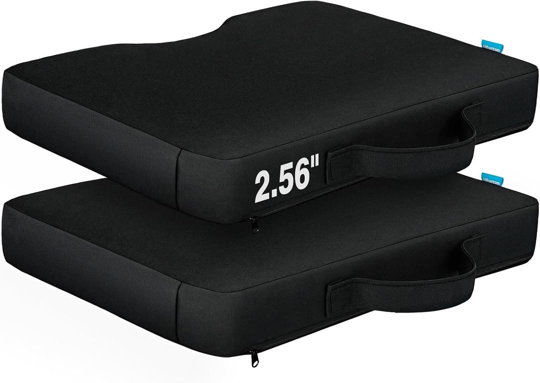 Stadium Seat Cushions for Bleacher, Portable Extra Thick Bleacher Cushion with Handle, Waterproof Stadium Seat Pads for Hard Chair for Baseball Football Outdoor Indoor Events, 2PCS, 16.5 X 13.4 X 2.56 Inches