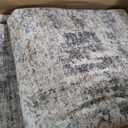 9x12 Grey Beige Washable Area Rug for Living Room, Vintage Print
