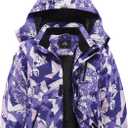 Kid's Ski Jacket Waterproof Winter Coat Boy's and Girl's Fleece Snowboarding Jackets with Detachable Hood (9-10, Purple)