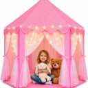 Orian Princess Tent for Kids, Toddler & Kids Pink Play Tent Indoor & Outdoor Princess Castle Fort for Girls and Toddlers Ages 2-7, 55x53, LED Star Lights, Childrens Toys and Gifts for Girls