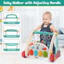CUTE STONE Baby Play Gym & Learning Walker, Baby Play Mat with Play Piano, Musical Activity Center with Lights, Baby Push Walkers & Thin Playtime Mat for Infant Newborn Toddlers