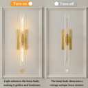 Champagne Brass Bathroom Wall Sconce - Set of 2 Modern Gold Light Sconces - Clear Glass Tube Vanity Lights - Vertical or Horizontal Mounted Dimmable Lighting Fixtures for Indoor Living Room Hallway