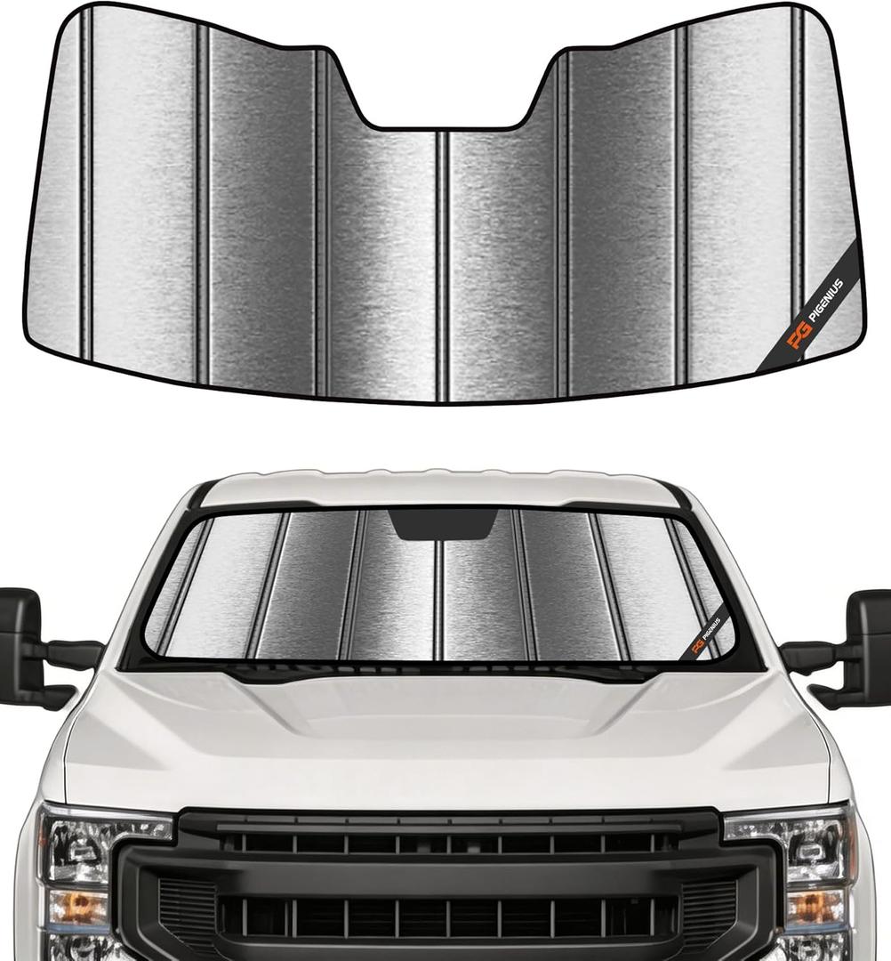 Pigenius Front Windshield Sunshade for Ford F-250/F-350/F-450/F-550/F-600 2017-2022 Window Sun Shade - Metallic