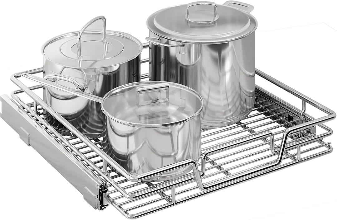 Kitchen Cabinet Pull Out Shelf and Drawer Organizer Slide Out Pantry Storaqe Basket in Multiple Sizes (21" W x 21" D,1 Tier)