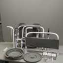 Bedside Commode with Wheels, Shower Wheelchair with 300 LBS Weight Capacity, Portable Toilet with Bucket for Elderly and Disabled