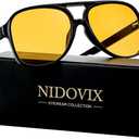 NIDOVIX Polarized Classic Vintage Aviator Sunglasses for Men Women Large Frame Retro 70s Sunglasses (A1 Black/Orange)