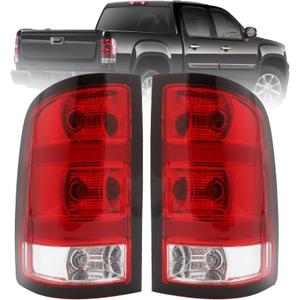 Tail Light Compatible With 2007-2013 GMC Sierra 1500 2500HD 3500HD Driver and Passenger Side Rear Brake Lamps With Bulbs and Harness Included Black Edge Replace# GM2800208,GM2801208