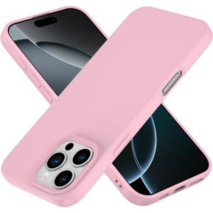 Designed for iPhone 16 Pro Max Case, Silicone Ultra Slim Shockproof Phone Case with Soft Anti-Scratch Microfiber Lining, [Enhanced Camera Protection] Phone Case for 16 Pro Max, (Pink)