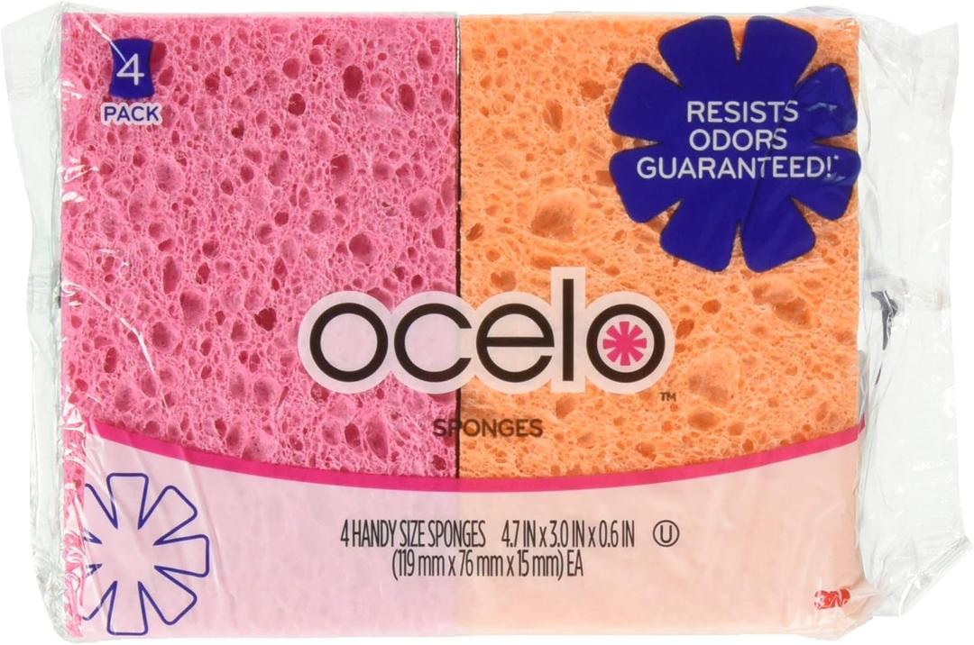 O-Cel-O Handy Sponges, Assorted Colors, 4 Count, pack of 4
