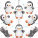 Skylety 8 Pcs Penguin Plush Keychain 4 Inch Stuffed Animal Bulk Small Hanging Stuffed Penguin Doll Mini Soft Companions Gift Present Party Favors for Kid Birthday Decoration(Grey)