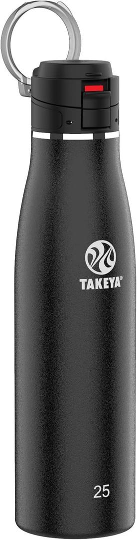 Takeya 885395525020 Traveler Insulated Stainless Steel Bottle, Flip Cap Onyx 25oz